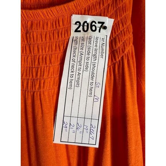 C. Est 1946 Peasant Top Women Size M Orange 3/4 Bell Sleeve Boho - Picture 6 of 7